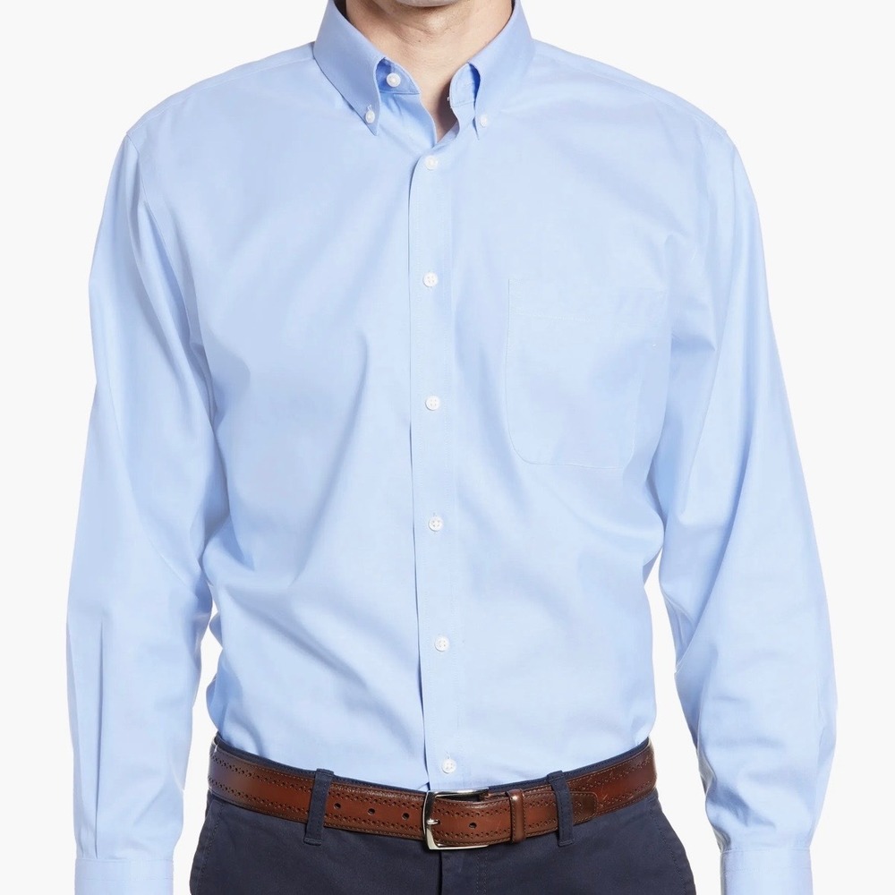 Nordstrom Smartcare Dress Shirt Mens 16.5 32/33 Blue Traditional Fit Cotton - Picture 5 of 10